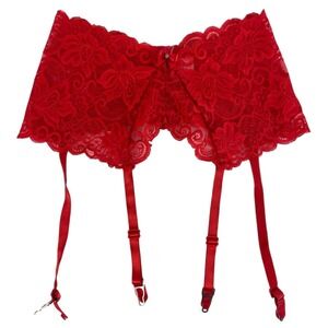 Vintage Trashy Lingerie Garter Belt Red Medium Y2K